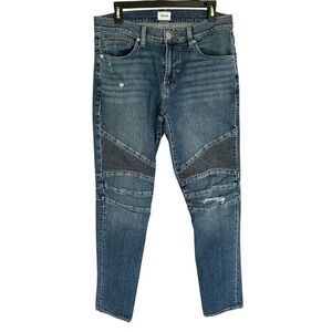 Hudson Jeans Mens Size 32x30 Ethan Biker Moto Distressed Denim Pants Streetwear